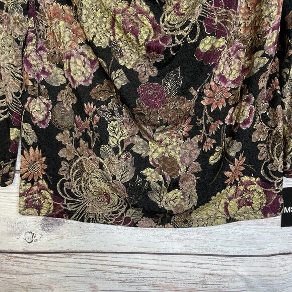NWT MSK Floral Blouse. XL Cowl Neck Gold Glitter Whimsical Fairy Boho - Picture 4 of 14